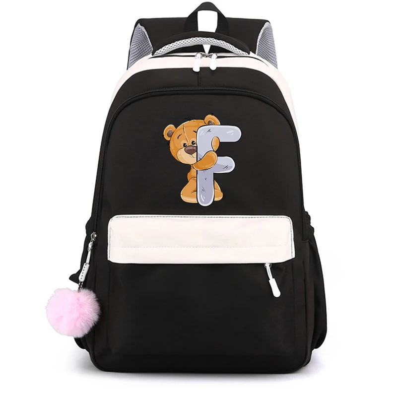 

Little Bear 26 English Letters Schoolbag Kawaii Student School Bag Cartoon Bookbag Rucksack Mochilas Teen Backpack for Girl Gift