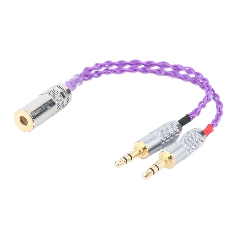 Hi-end 10cm 7n occ único cristal cobre banhado a prata 4.4mm fêmea balanceada para 2x3.5mm adaptador de ouro cabo de áudio aux