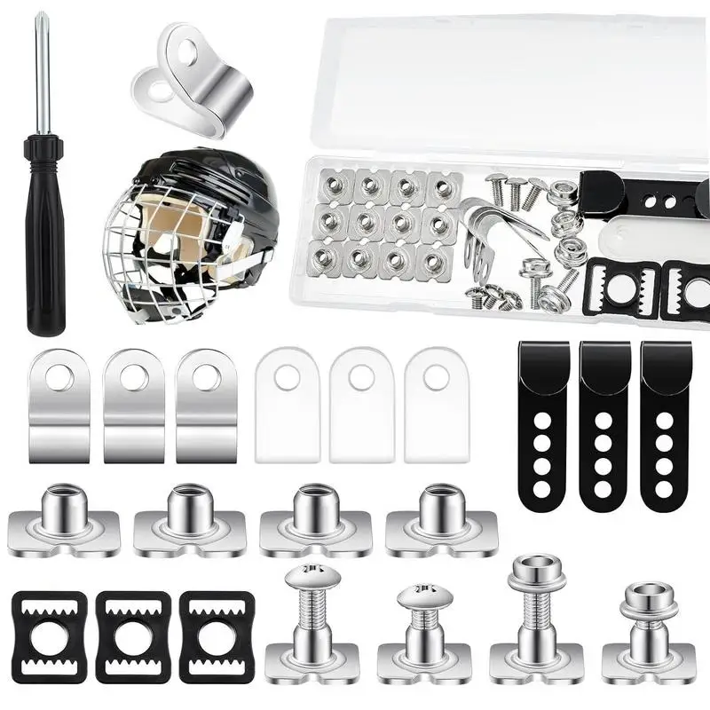 

Football Hardware Kit Stainless Steel Repair Kit 33Pieces Replacement Parts Sports Supplies Including Visor Clip Screwdriver And