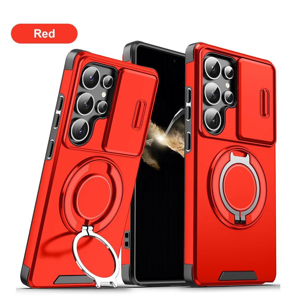 Luxuriöse Handyhülle mit Objektivschutz und Saugnapf für Samsung S25 Ultra S25 S24 Ultra S24 S23 S22 S21 S20 FE Cover Funda mit Ringständer