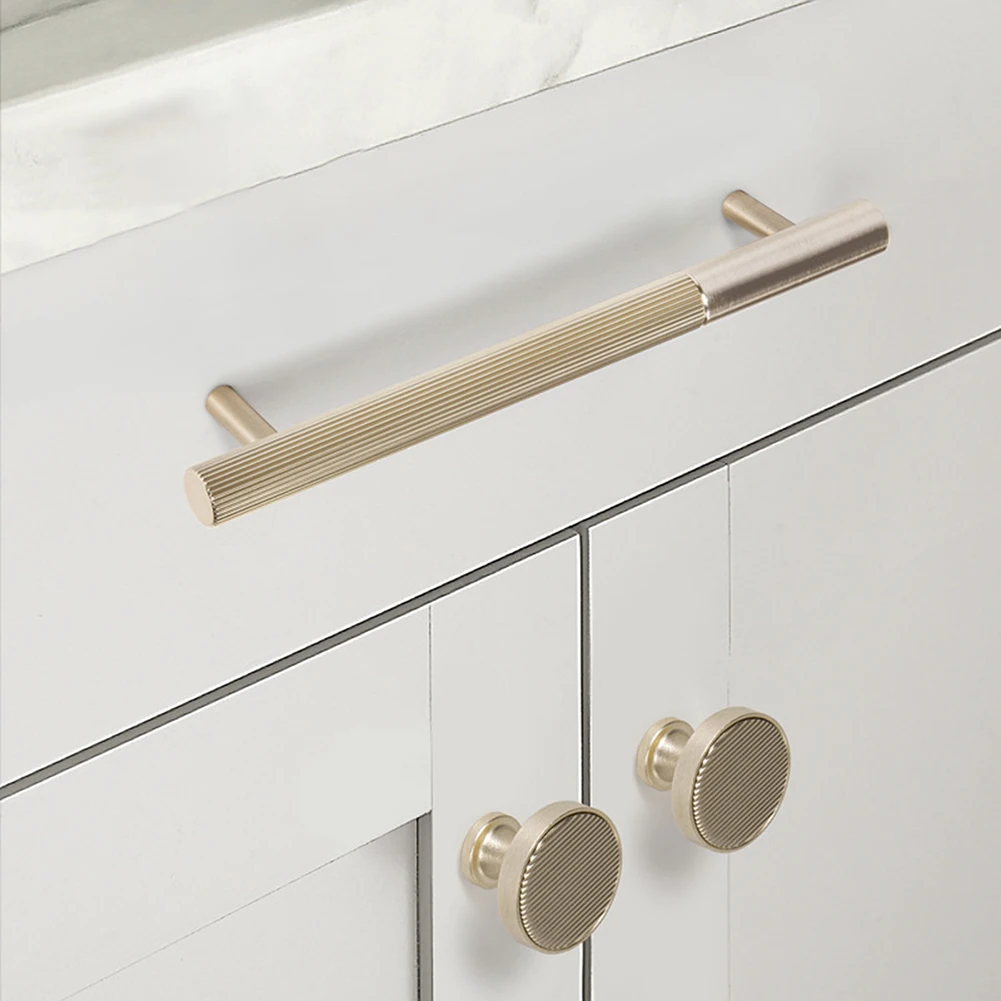 5/10/15/20PCS Cabinet Handles Aluminum Alloy Wardrobe Door Pulls Minimalist Golden Drawer Handles Comfortable Grip For Furniture