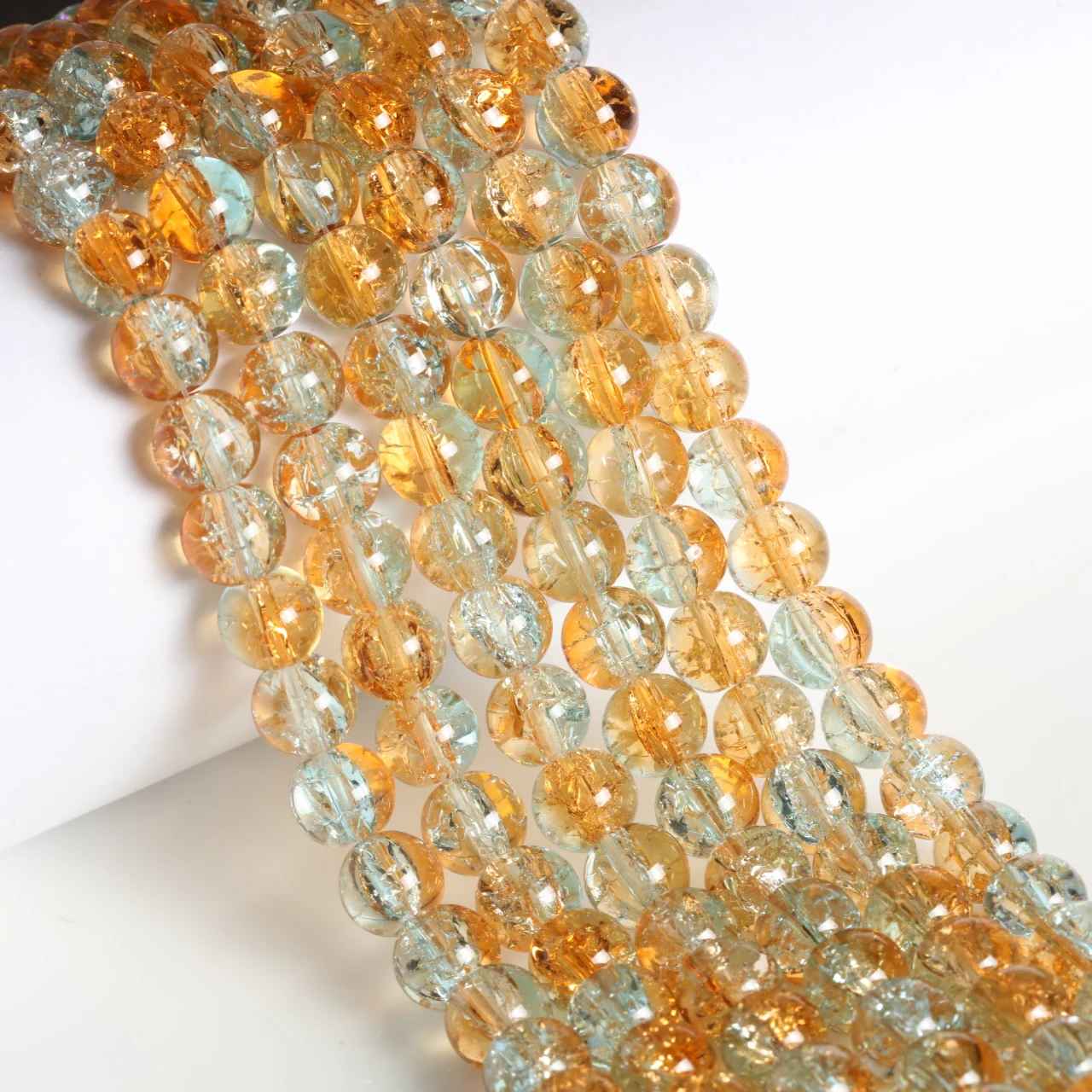 10mm 160/320pcs Orange Pale Cyan Cracked Glass Loose Beads For Bracelet Necklace Earring Handmade Jewelry Making Supplies