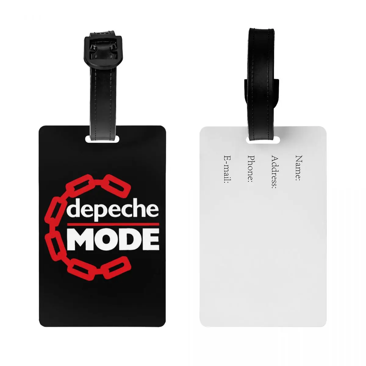 Kustom Depeche Tag bagasi Rock elektronik Mode keren dengan kartu nama penutup privasi Label ID untuk koper tas perjalanan