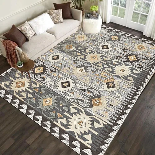VIKAMA 모로코 레트로 크리스탈 양털 카펫 침실 거실 소파 사이드 담요 Anti-Slip Soft Home Decor Rug 