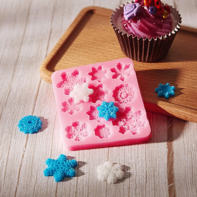 3D Snowflake Silicone Mold Christmas Fondant Mould For Cake Decoration Cupcake Topper Polymer Clay Crafting Projects Kitchen