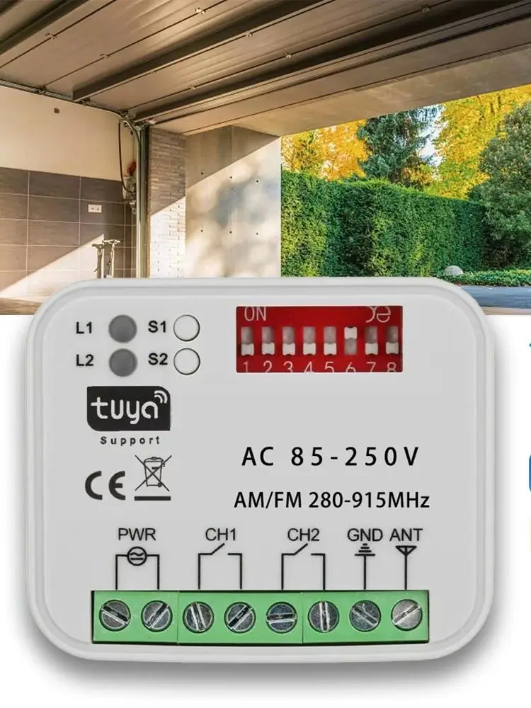 Ouvre-porte de Garage intelligent universel Tuya wifi, 433MHz, 2 canaux 12V 24V 220V, télécommande sans fil, commutateur récepteur, transmetteur de porte 433