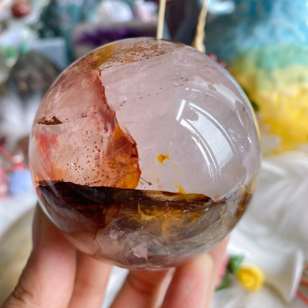 1PC High Quality Natural Fire Quartz Sphere Crystal Stone Healing Crystal Reiki Energy Home Decor Ornament Gifts