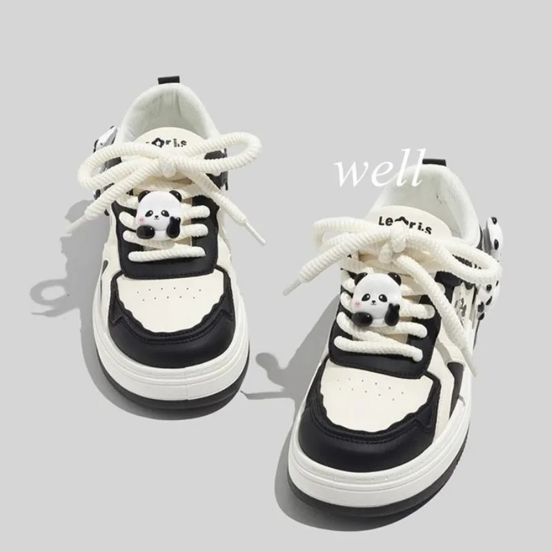 Panda Platform Sneakers Kawaii Women Shoes Tennis Female Casual Vintage Vulcanize Black White Cute Sports Flats Lolita Footwear