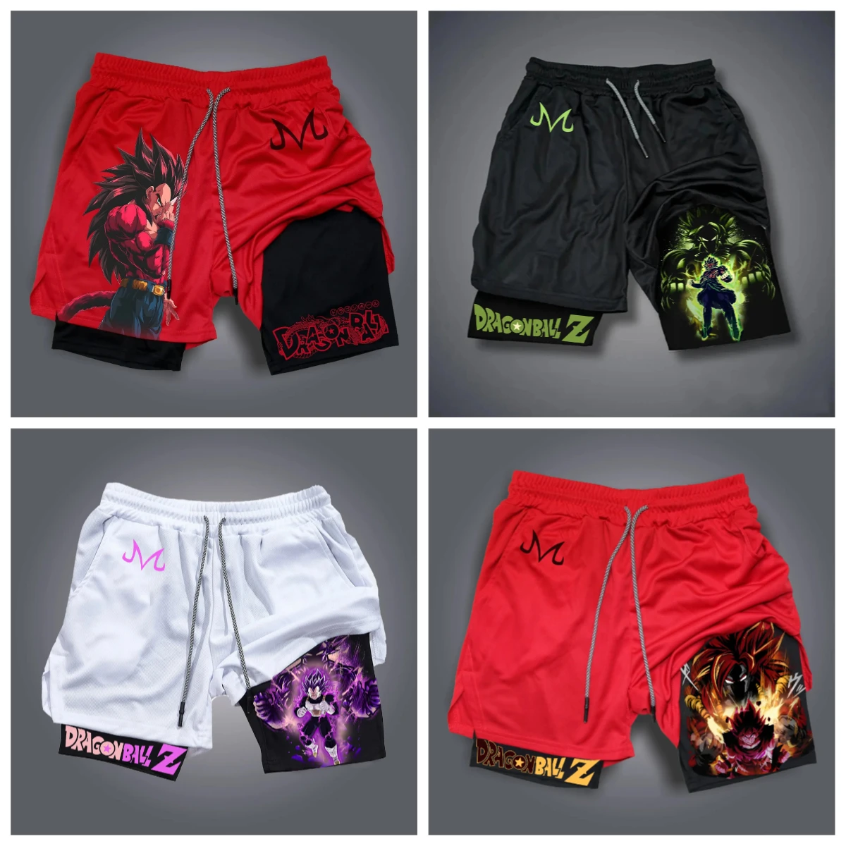 

25 Summer Hot-selling New Animation Dragon Ball Series 3D Fashion Fake Two-piece Shorts Outdoor Leisure Street Breathable Shorts