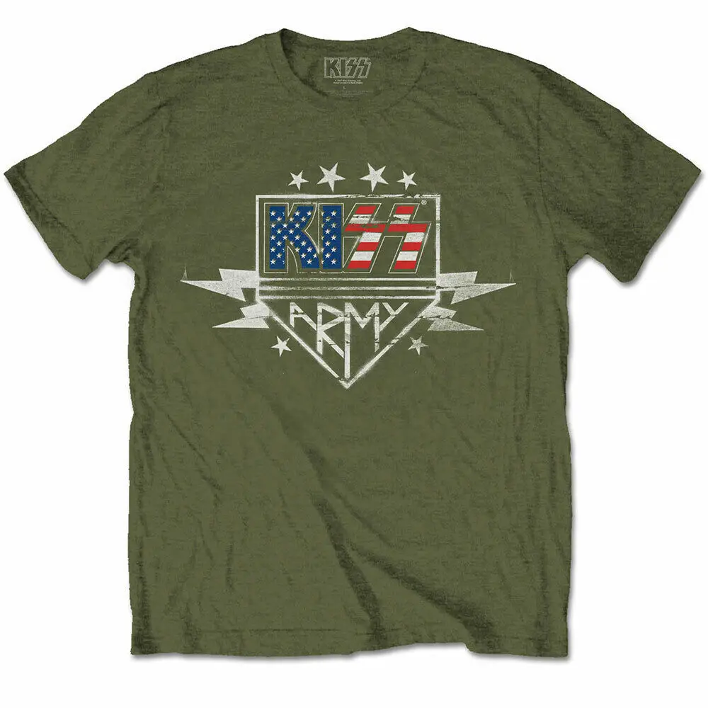 Camiseta Kiss Army Lightning Green, oficial, novedad