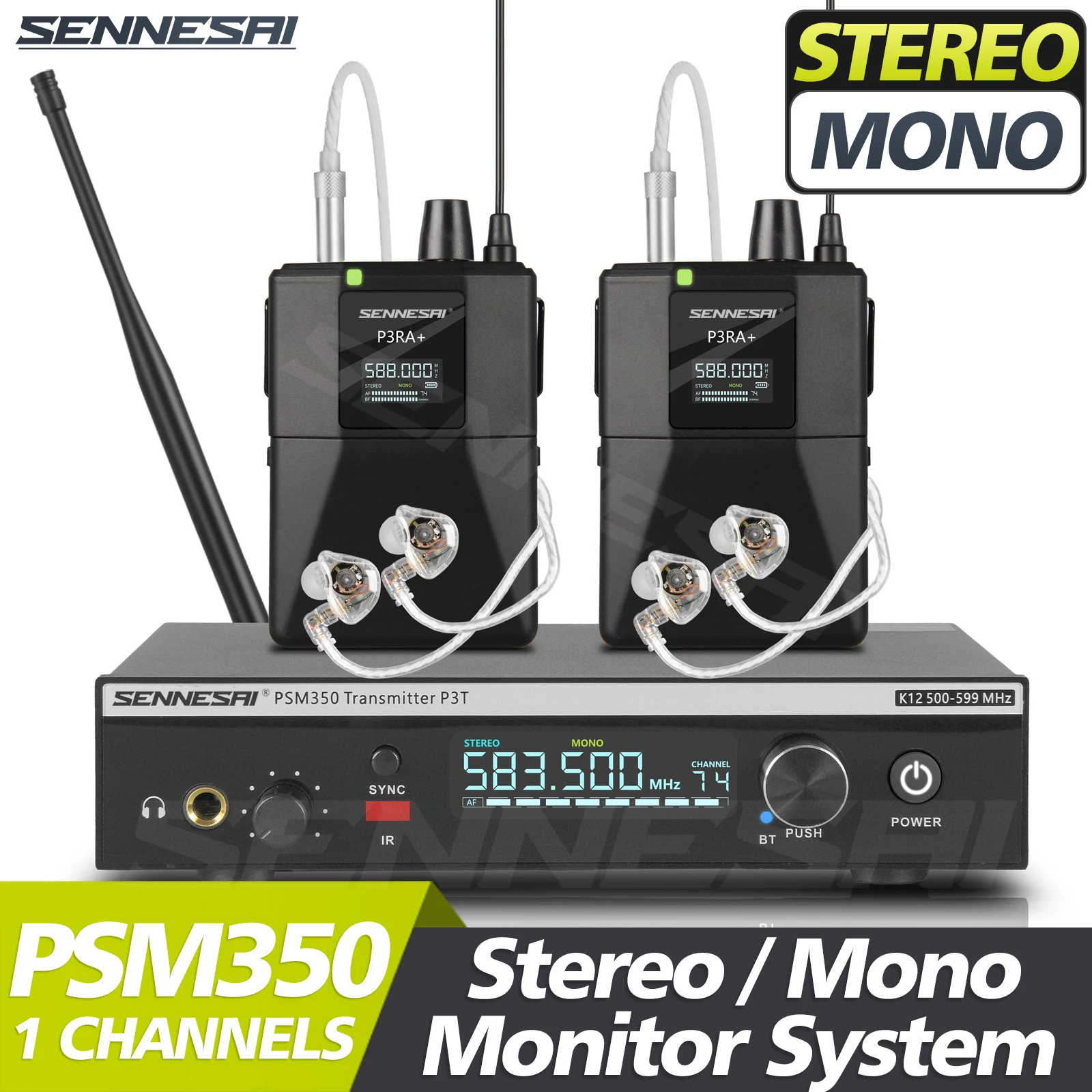 Top Quality！PSM350 Stereo/Mono Wireless UHF In-Ear Monitoring System For Bands 500MHz，Professional Singer Stage Performance Dj