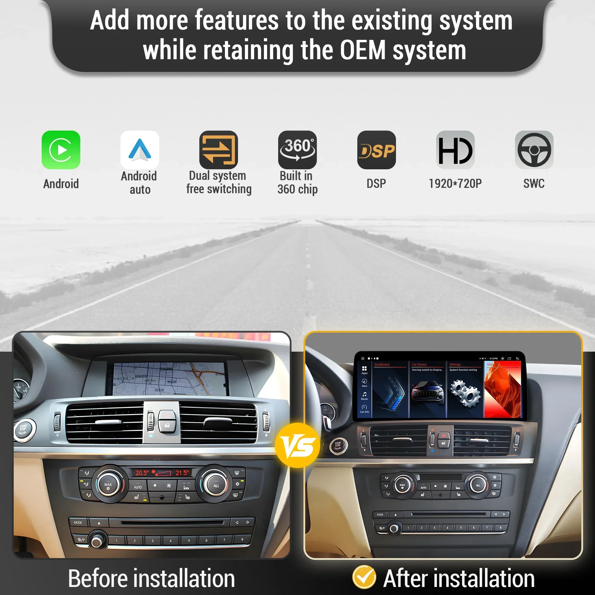 12.3 inch For BMW X3 F25 X4 F26 2011-2017 Left Hand Drive Android 14 Car Radio Wireless BT Carplay Snapdragon 680 Touch Screen