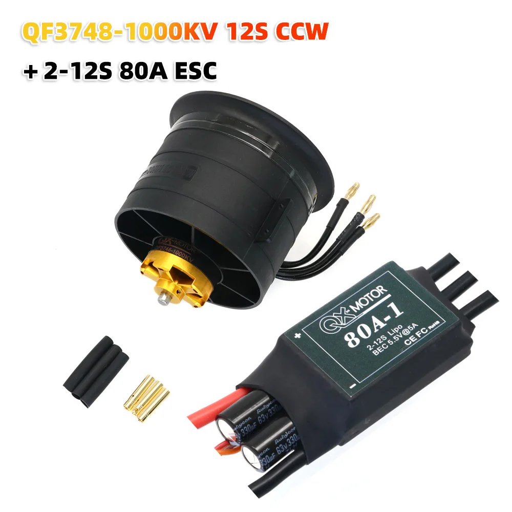 VoidFly 80mm EDF 12 Blades Ducted Fan QX-MOTOR QF3748 1000kv QF3538 2000KV Brushless Motor CW CCW 2000KV/1000KV for RC Drone Mod