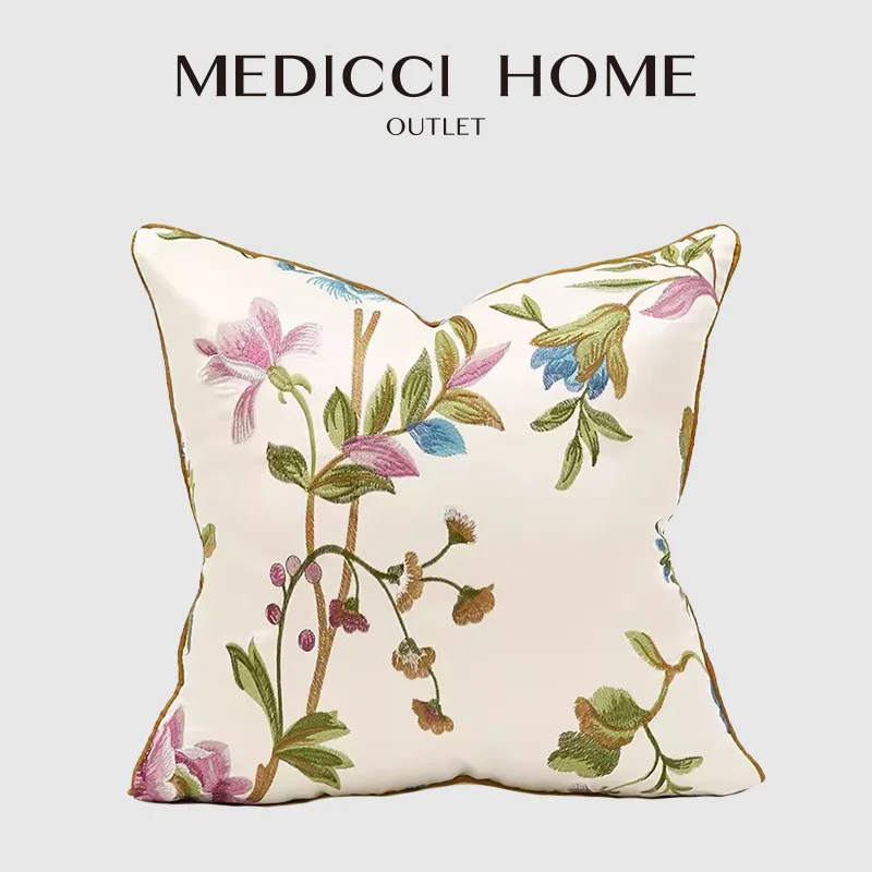 

Medicci Home Distinctive Style Cushion Cover Tropical Scene Floral Butterflies Jacquard Modern Square Pillow Case Shams 45X45cm