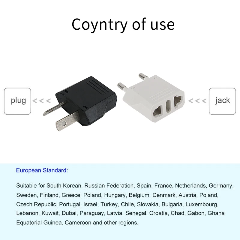 1-100pcs 4.0/4.8mm EU Plug Adapter EU US Israel To Euro KR BR Brazil Plug Converter American Travel Power Adapter Plug Socket