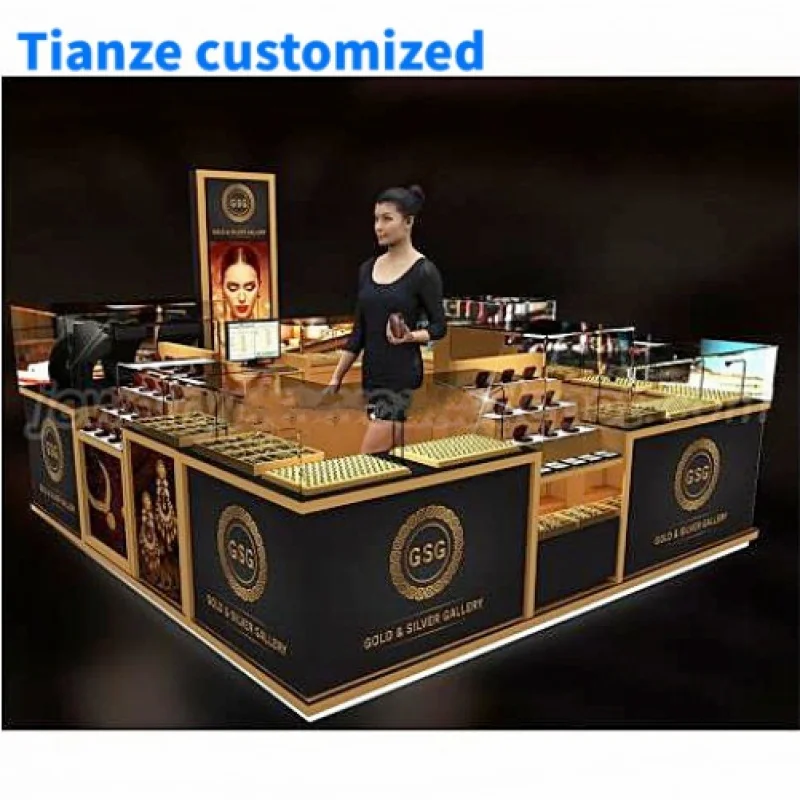 (Customized) hot jewelry store display showcase perfume mall kiosk tempered glass ornaments jewelry mall kiosk design