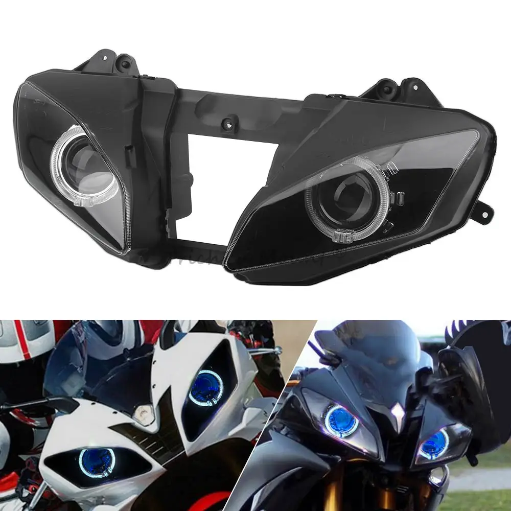 Motorcycle Parts Headlight Assembly Hi/Lo Beam Modified LED Angel Devil Eyes Head Lamp For Yamaha YZF R6 2006 2007
