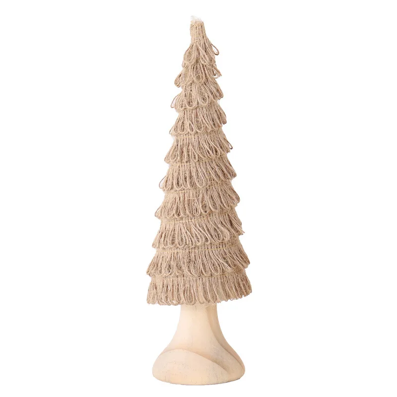 

Decorations wooden hemp rope creative Christmas tree home desktop ornaments arrangement photo props small gifts