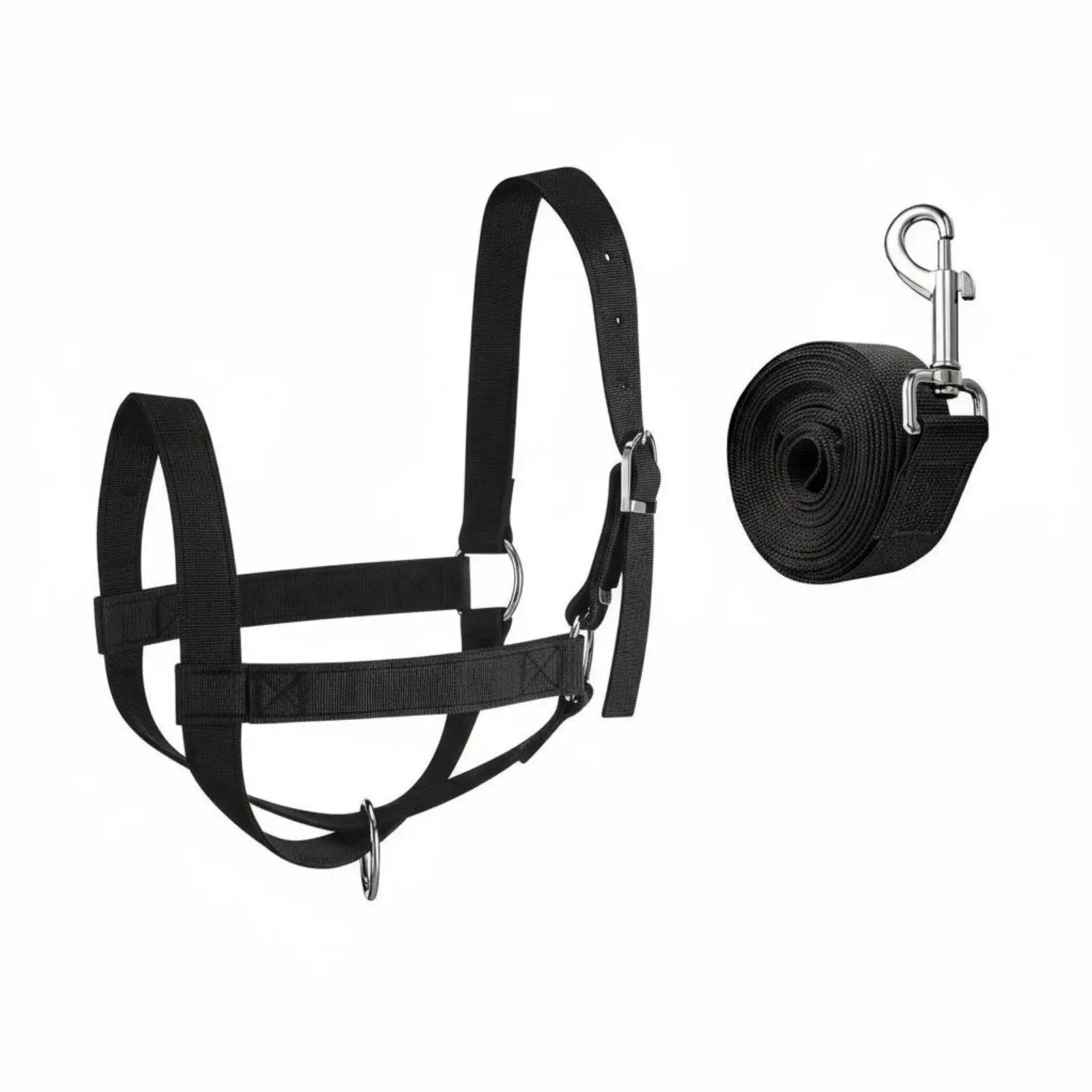 Durable Nylon Cattle Lead Rope Flexible Cow Halter Secure Animal Head Collar with Leash for Ranch and Livestock Control