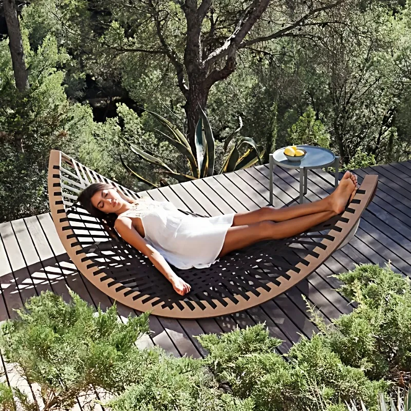 Garden rattan chair balcony deck chair outdoor bed and breakfast outdoor seaside beach leisure bed