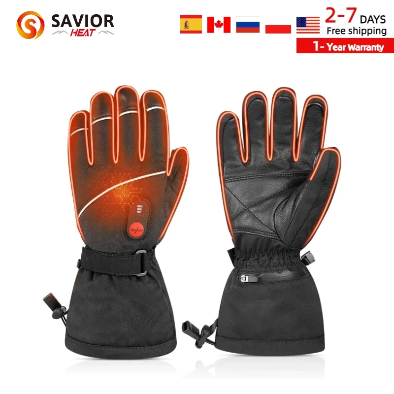 

SAVIOR HEAT Rechargeable Heated Gloves for Men Waterproof Women Thermal Gloves for Motorcycle Ski Cycling Electric Battery