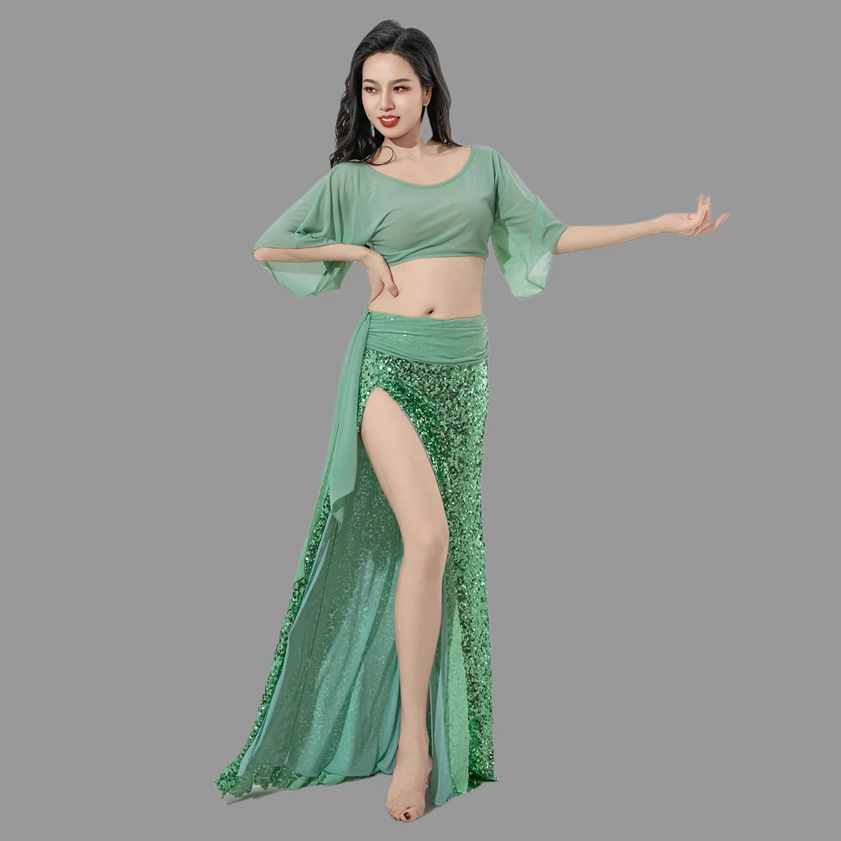 Roupas de dança do ventre novo estilo prática conjunto luz luxo lantejoulas traje dança oriental roupas desempenho