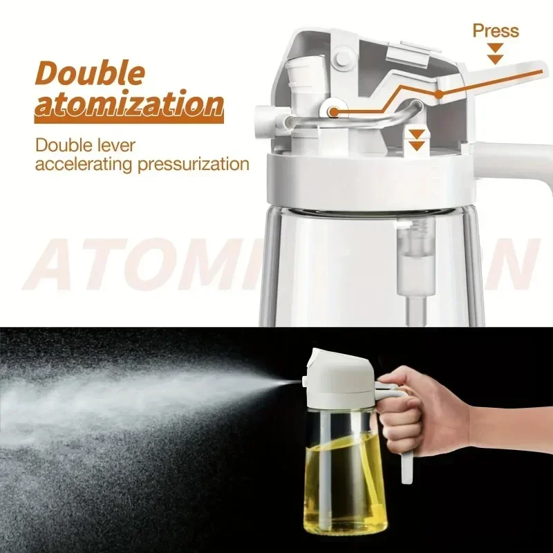 Refillable Glass Oil Spray Bottle 2 in 1 500ml Mist Dispenser for Olive Oil Vinegar Cooking BBQ Kitchen Accessory
