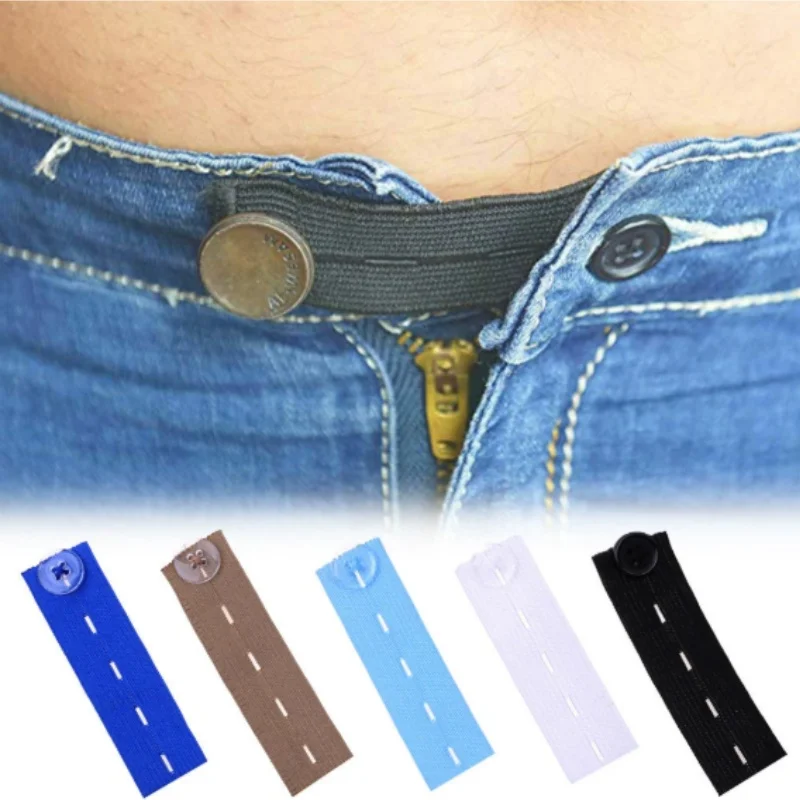 5 قطعة الجينز الخصر تمديد مشبك للجنسين حزام زر بانت مطاطا موسع زر حزام الخصر مشبك تمديد قابل للتعديل