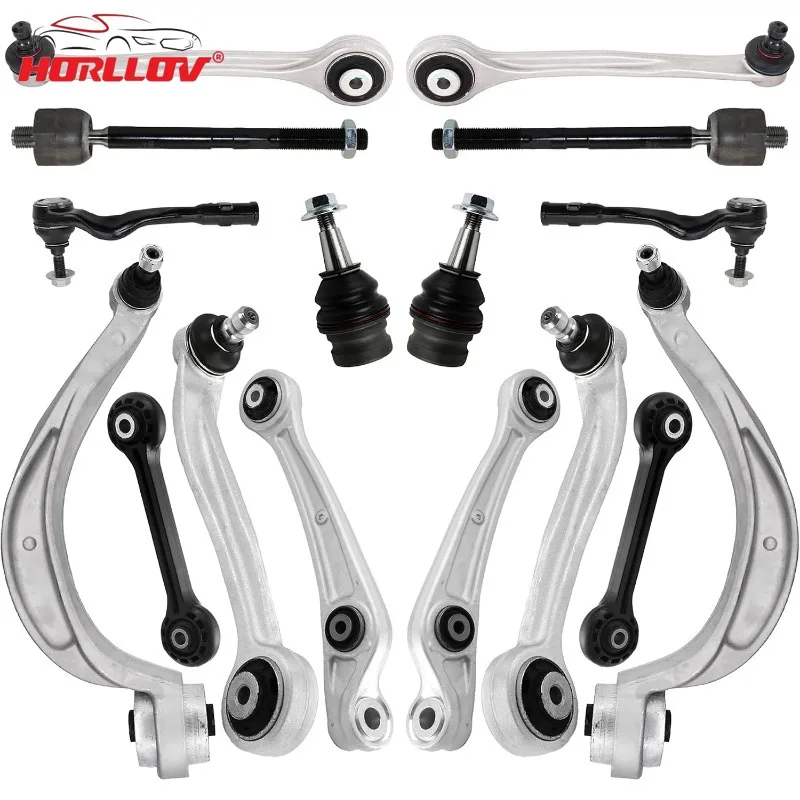 16PCS Front Upper Lower Control Arm Kit for Audi A4 A5 S4 Q5 2011 Sway Bar Link Front Ball Joints Inner and Outer Tie Rod Ends