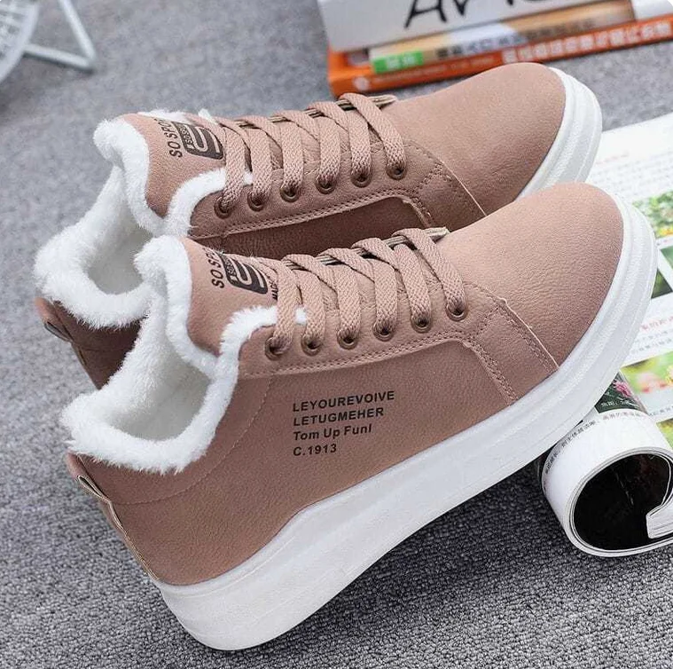 Winter Outdoor Women Shoes Warm Fur Plush Lady Casual Shoes Lace Up Fashion Sneakers Zapatillas Mujer Platform Snow Boots Mujer