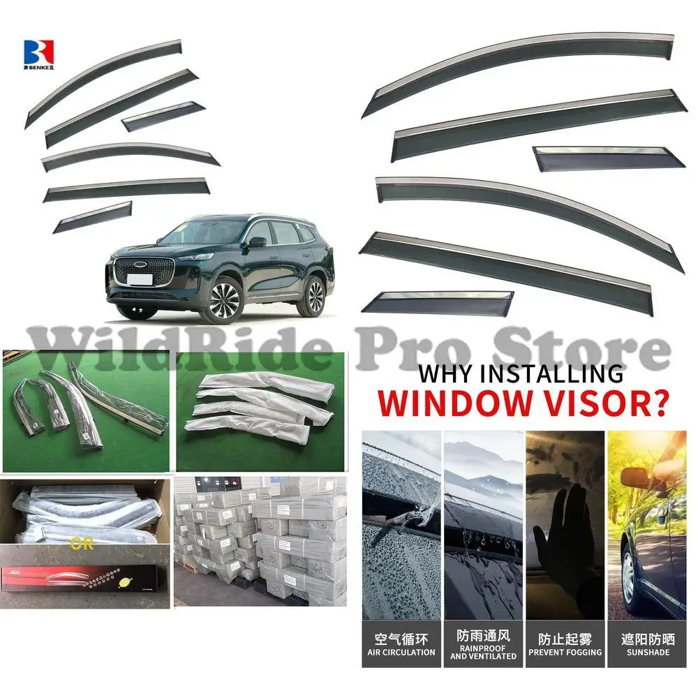

1 set Chery Tiggo 8 Plus 2025 wind deflector sun visor with chrome injection window sunshade
