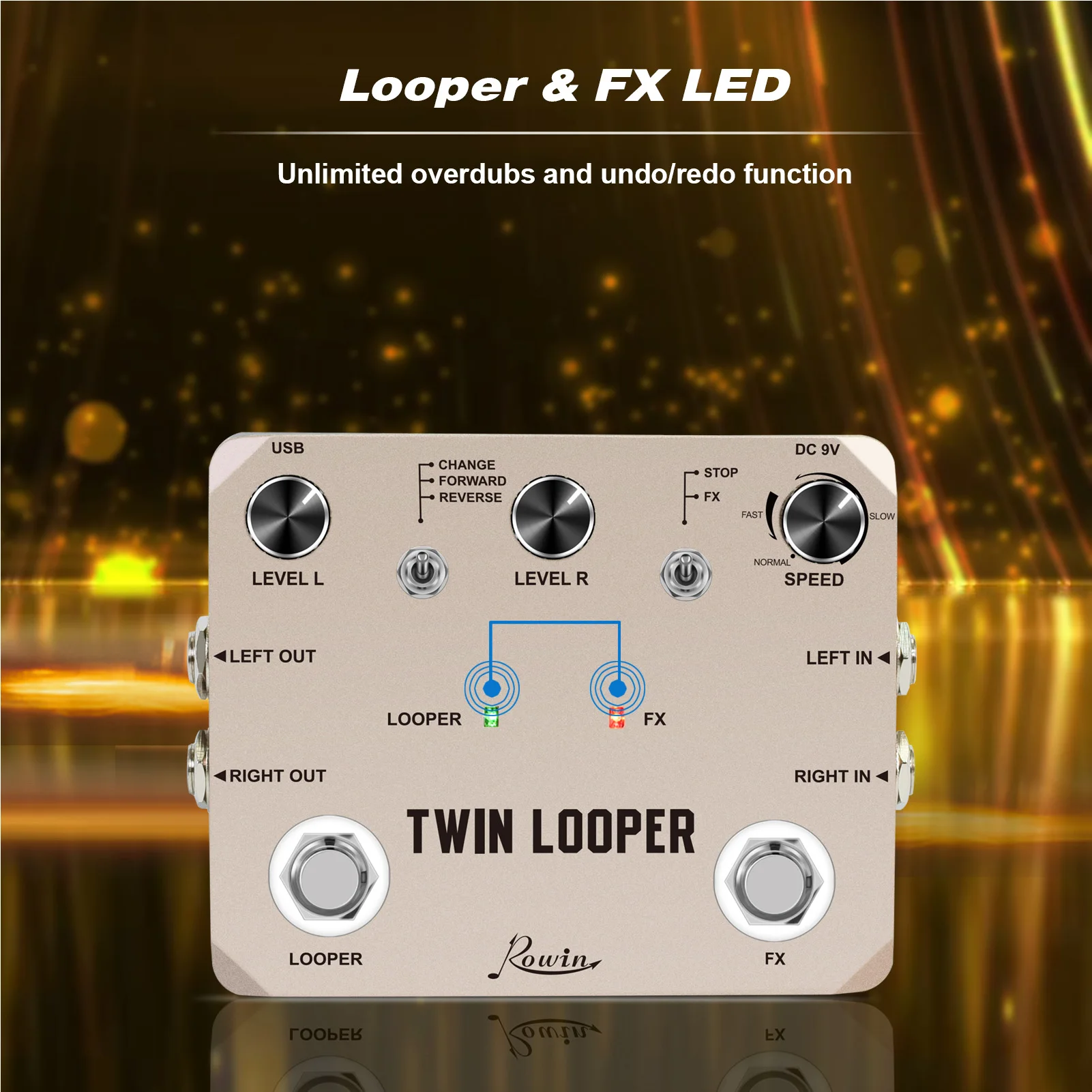 دواسة تأثيرات دواسة الجيتار من سبائك الزنك مع مفتاح قدمين 11 نوع تشغيل 24 بت عينات جيتار حلقة محطة دواسة