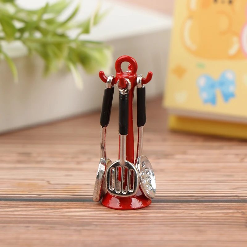 

1:12 Dollhouse Kitchen Utensil Vertical Hanging Spoon Spatula Spoon Colander Set Kitchen Food Furniture Toys