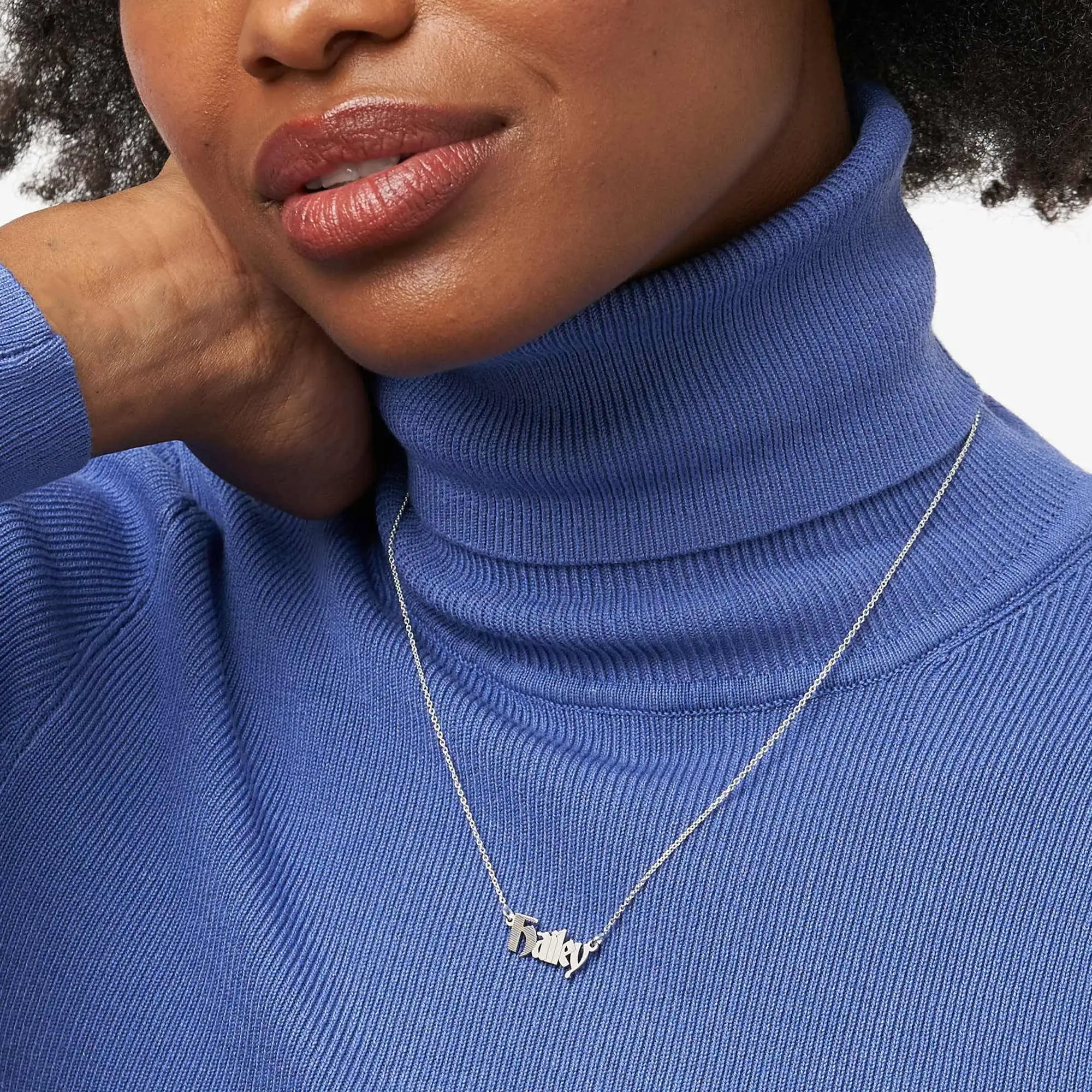 Textured Gothic Name Necklace Personalized Name Necklace in Stainless Steel Customizable Gold Women's Jewelry Birthday Gift
