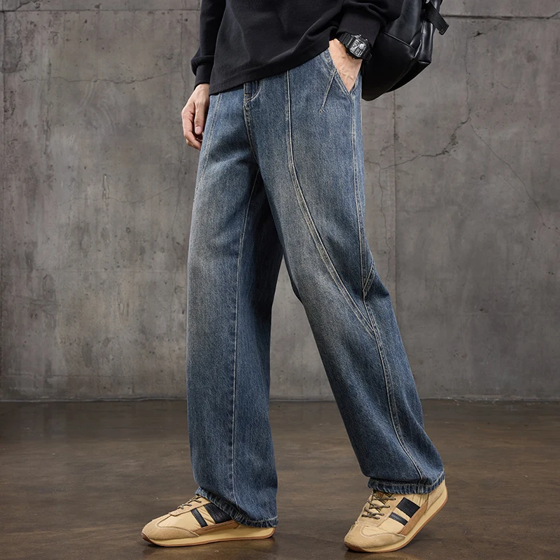 men's straight jeans Autumn and winter new styles Loose, fashionable and versatile wide-leg casual trousers for men