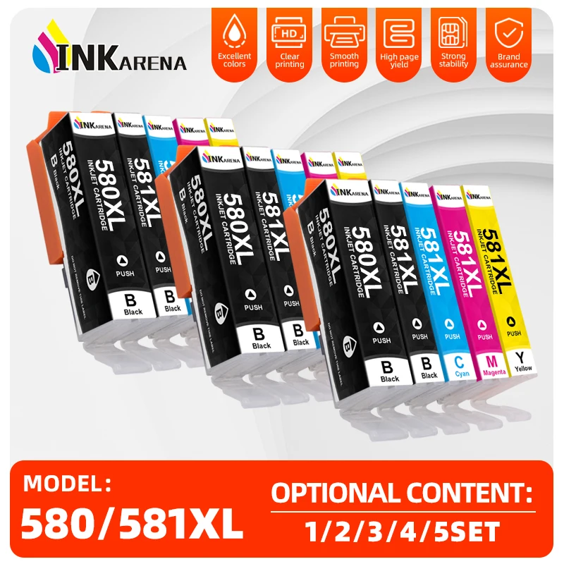 Compatible Ink Cartridges PGI580 CLI581 PGI 580 581 For Canon Pixma TS705 TR7550 TR8550 TS6150 TS6250 TS8150 TS8250 Printer