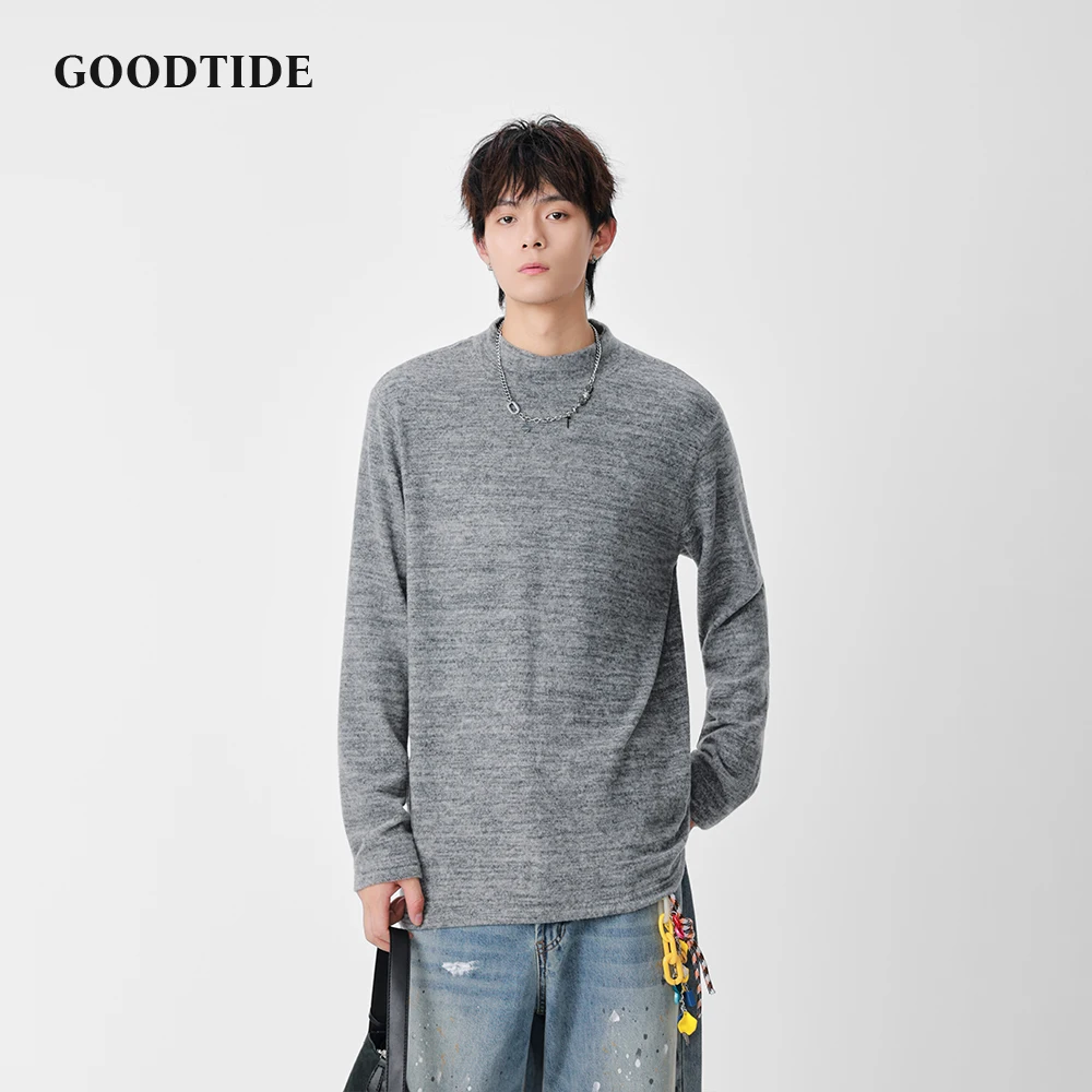 سترة رجالية عصرية غير رسمية برقبة وهمية 2025 خريف شتاء جديد محكم متماسكة وفضفاضة تناسب تصميم مريح ملابس يومية