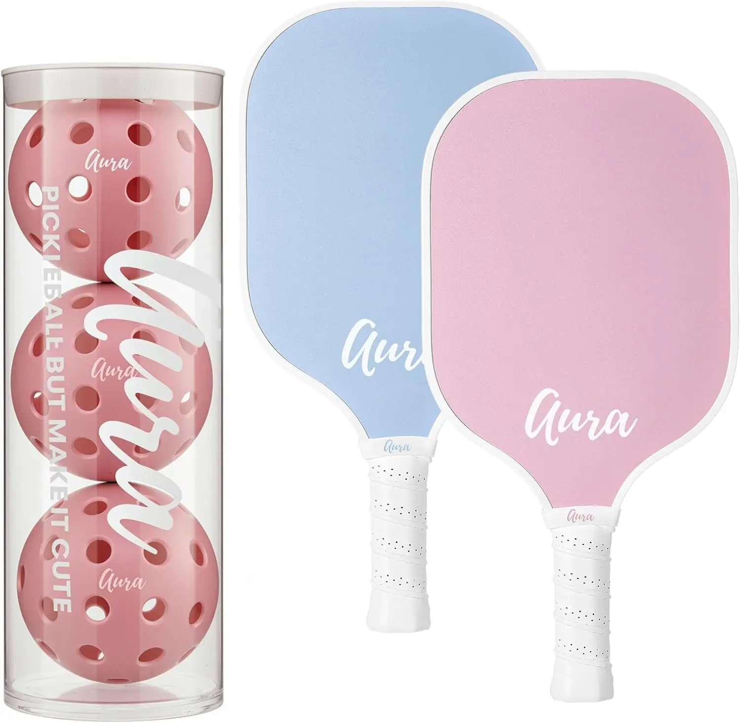 

Pink Pickleball Paddle Set with Fiberglass Surface, Comfort Grip, 2 Rackets & 4 Balls - Lightweight
