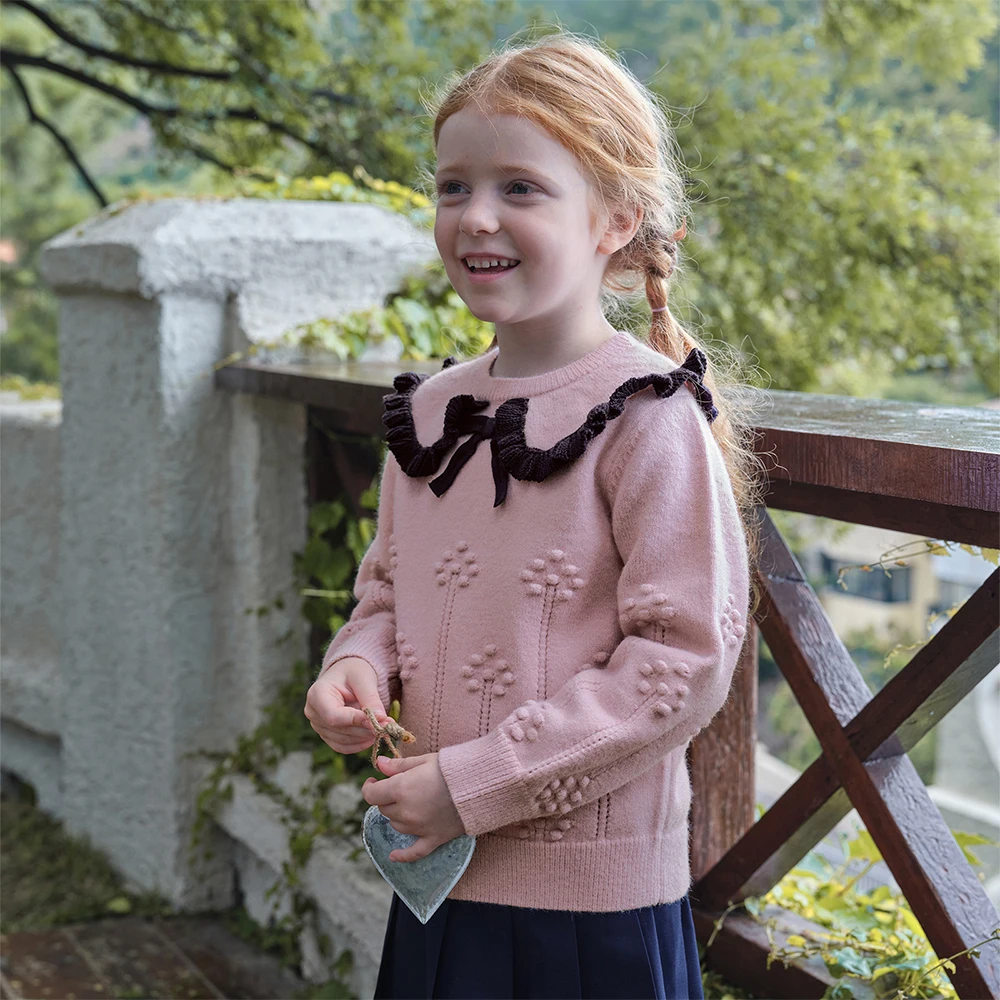 Dave Bella Autumn Spring Pullover Sweater for Girls Knitted Sweater Children Cute Outerwear Coat Kids Clothes DK4253629
