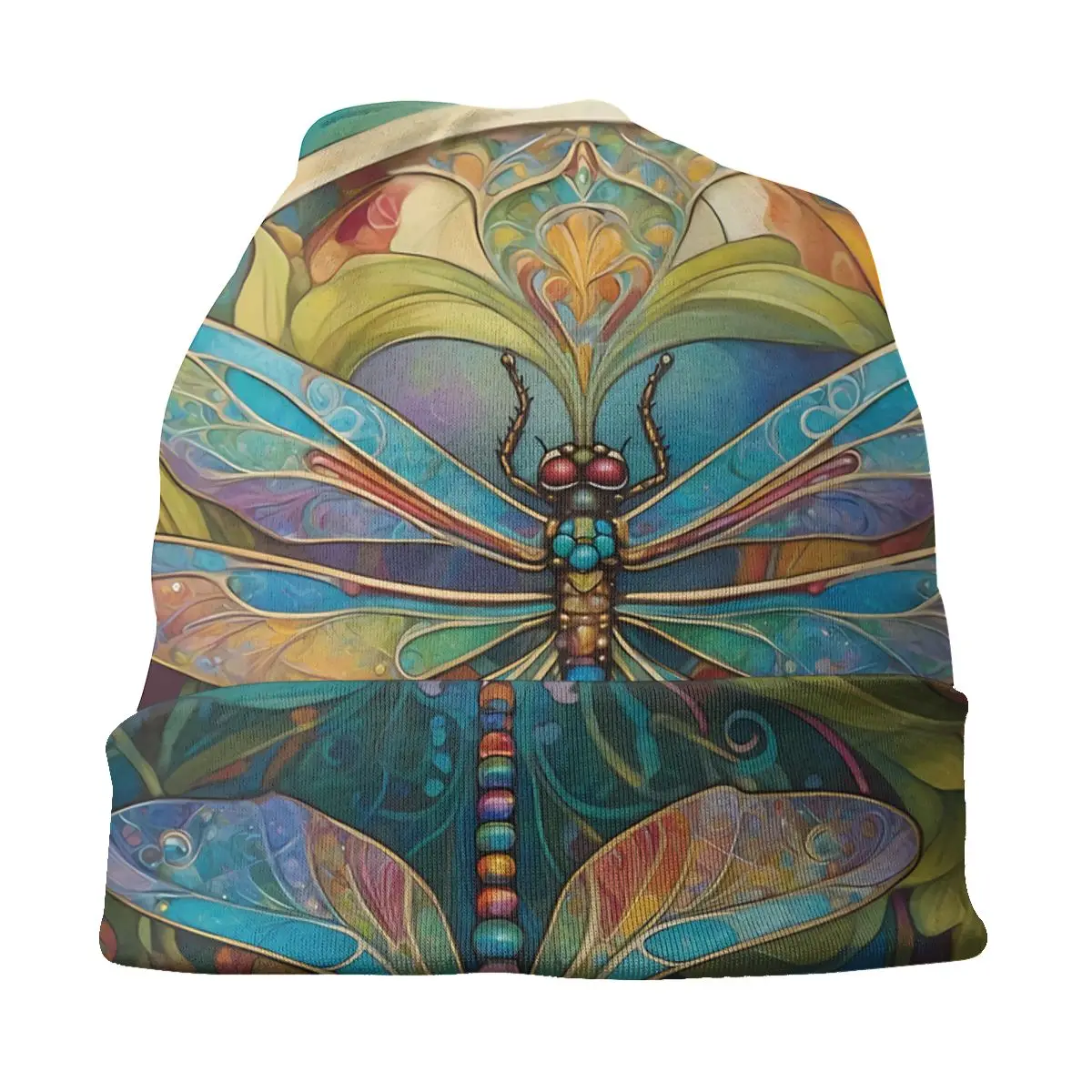Dragonfly Art Nouveau Painting Thin Skullies Beanies Autumn Spring Caps For Men Women Dragonfly Tattoo Ski Caps Bonnet Hats