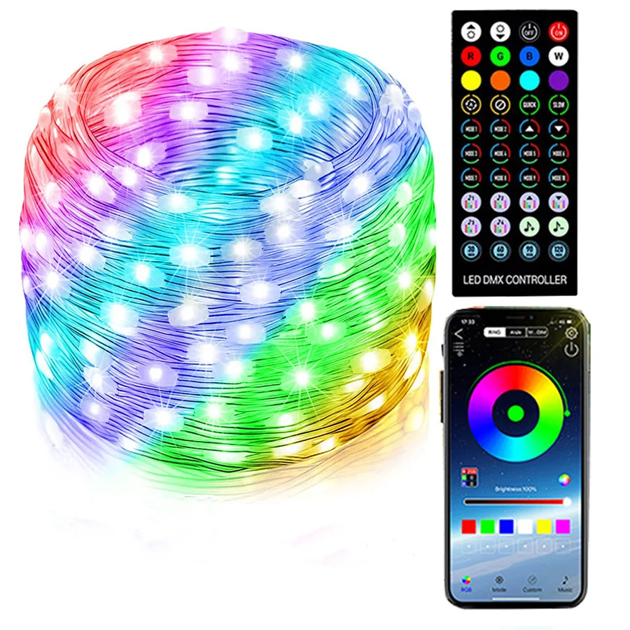 

20M 200LEDs RGB Fairy String Lights Waterproof USB Smart BT APP Control Christmas Lights Garden Garland for Indoor Outdoor Decor