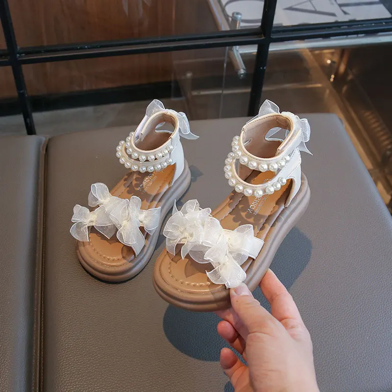

Girls Open Toes Sandals Kids Lace Butterfly Shoes Hoop Loop Cover Heel Sandal 2025 Summer Child Barefoot Shoe for Toddler 26-36