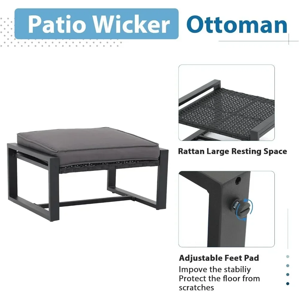 Bistro Set 5 Pieces Patio, Wicker Outdoor Patio Furniture Set, Modern Rattan Patio  23.7 X 22.7 X 30.2 Inches Chairs Ottomans