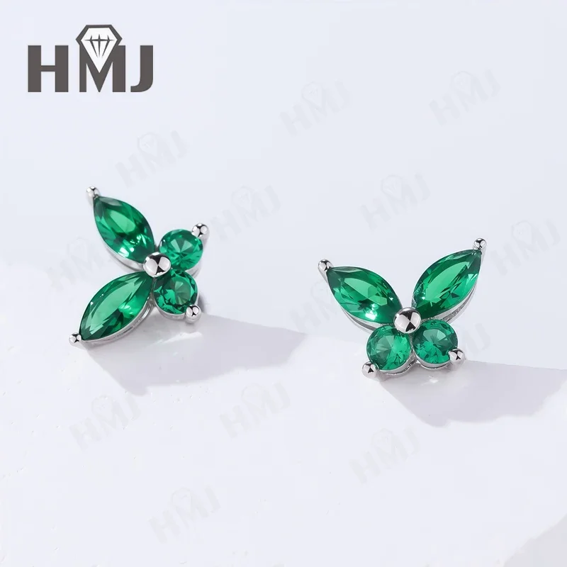 Smaragd-Ohrringe Schmetterlingsform S925/10K/14K/18K Laborgezüchtete Edelsteine Hypoallergen Party-Geschenk Charms ​ Fabrikverkauf Elegant – Detail 11