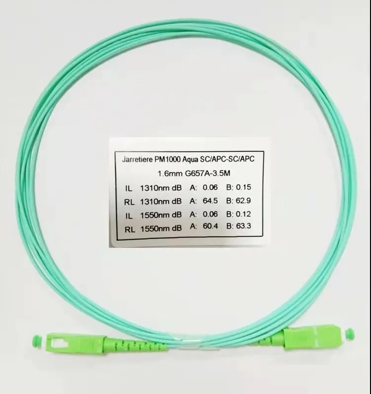 FTTH Jarretiere Aqua Fibra Optica Patch Cable, Aqua Jumper SC Simsake, SM, SX, SCAPC 1.6mm 3.5m jarretière Fibre Optique Sfr