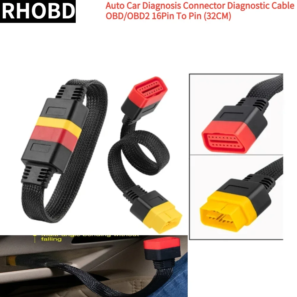 

NEW Bendable 36CM OBD2 Extension Cable 16 Pin Male To Female Scanner Adapter Auto Car Diagnosis OBD Connector Diagnostic ToolS