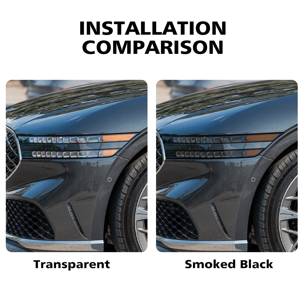 Premium TPU PPF for GENESIS G90 2022-2026 High-Gloss Smoke Black Pre-Cut Headlight Cover Anti-Scratch Protective Vinyl Wrap Kit