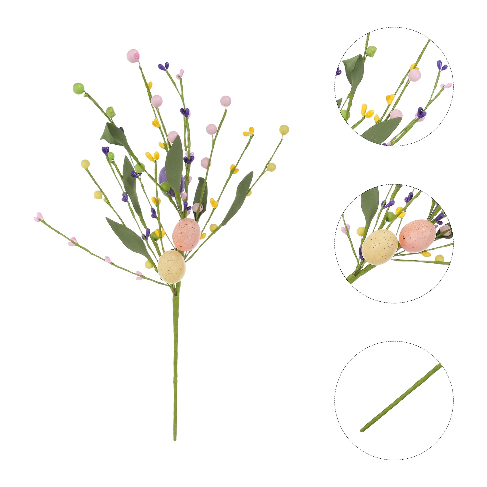 

3Pcs Artificial Blossom Branch Fake Flower Stems with Easter Eggs Spring Festival Decorations Faux Flower Picks for Country