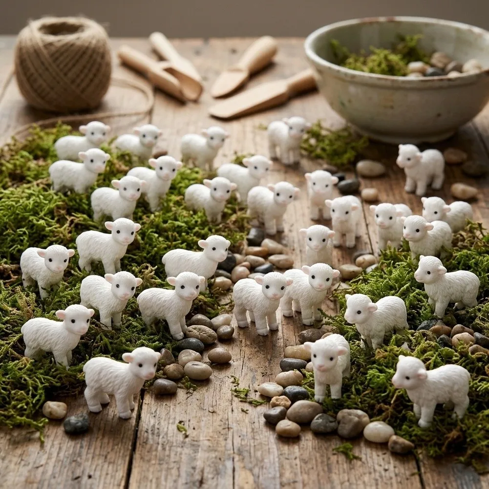 For Festive Celebrations 2.2x2.2cm Resin Goat Figurines Crafting Supplies For Scrapbooking Resilient Resin Material