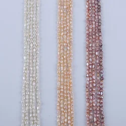 3-4mm white/pink/purple Baroque Freshwater Pearl zhuji pearl straight hole Strands Promotion Price